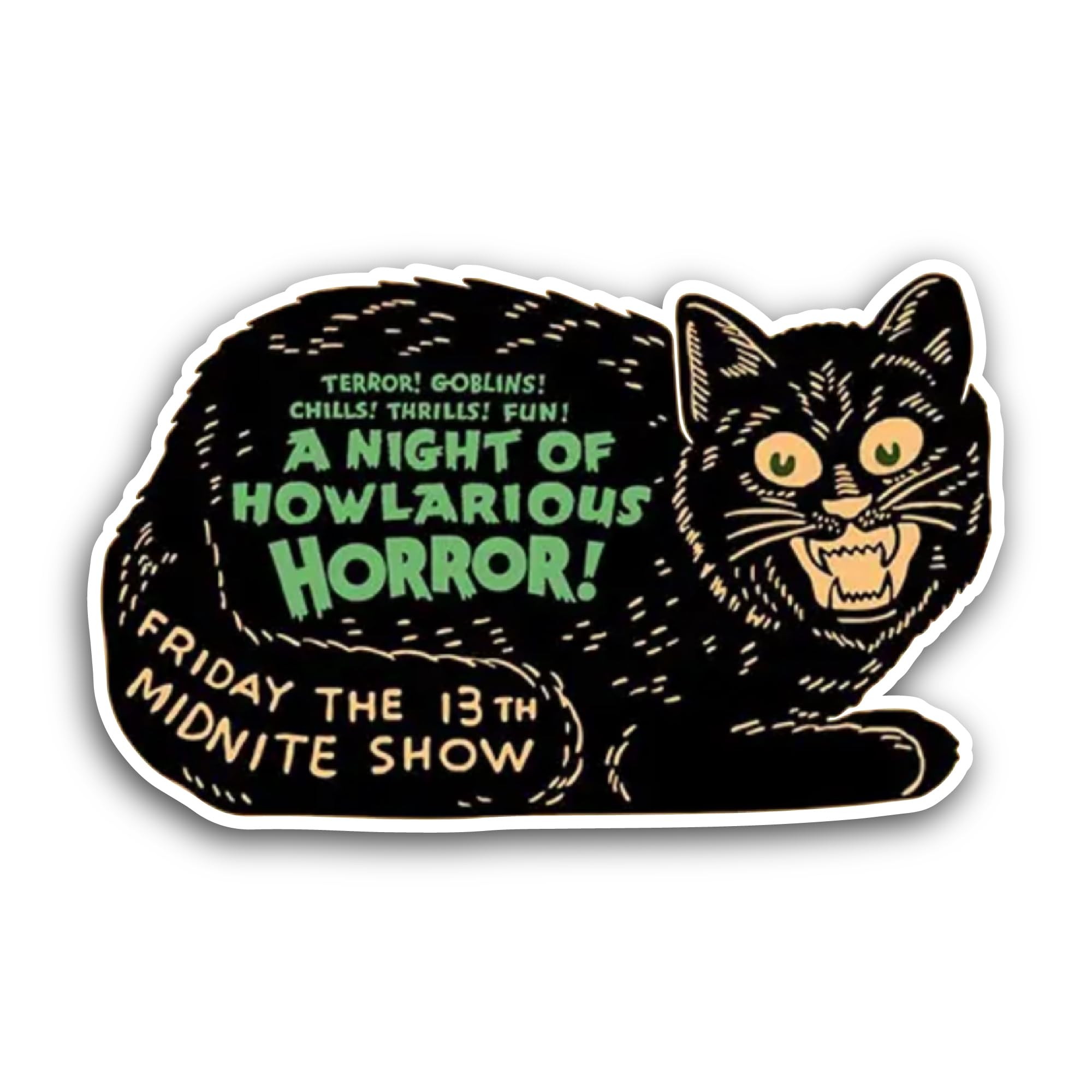 2 (Pieces) 3" and 5" Vintage Halloween Black Cat Sticker, Waterproof Vinyl Decals for Many Purpose L