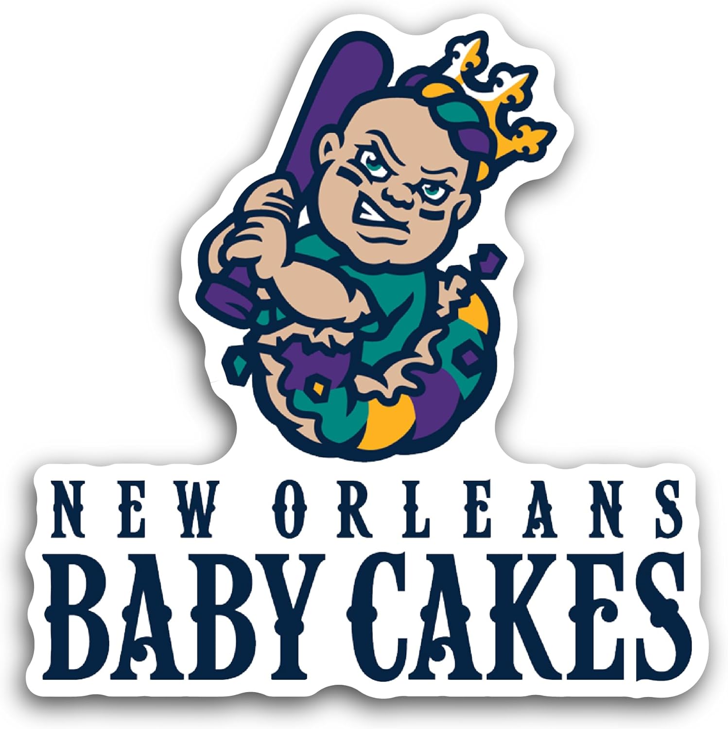 2 (Pieces) 3" and 5" New 0rleans Baby Cakes Logo Decal Sticker, Waterproof Vinyl Decals for Many Purpose Like Cars, Trucks, Laptops, Phones, Windows and More