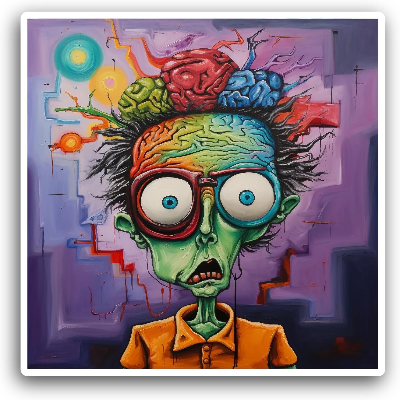 2 (Pieces) 3" and 5" Cartoon Zombie Sticker, Waterproof Vinyl Decals for Many Purpose Like Cars, Trucks, Laptops, Phones, Windows and More