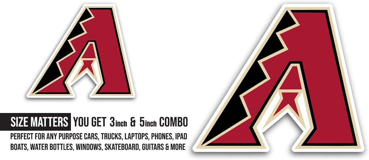 2 (Pieces) 3" and 5" Ariz0na Diamondbacks Sticker, Waterproof Vinyl Decals for Many Purpose Like Cars, Trucks, Laptops, Phones, Windows and More