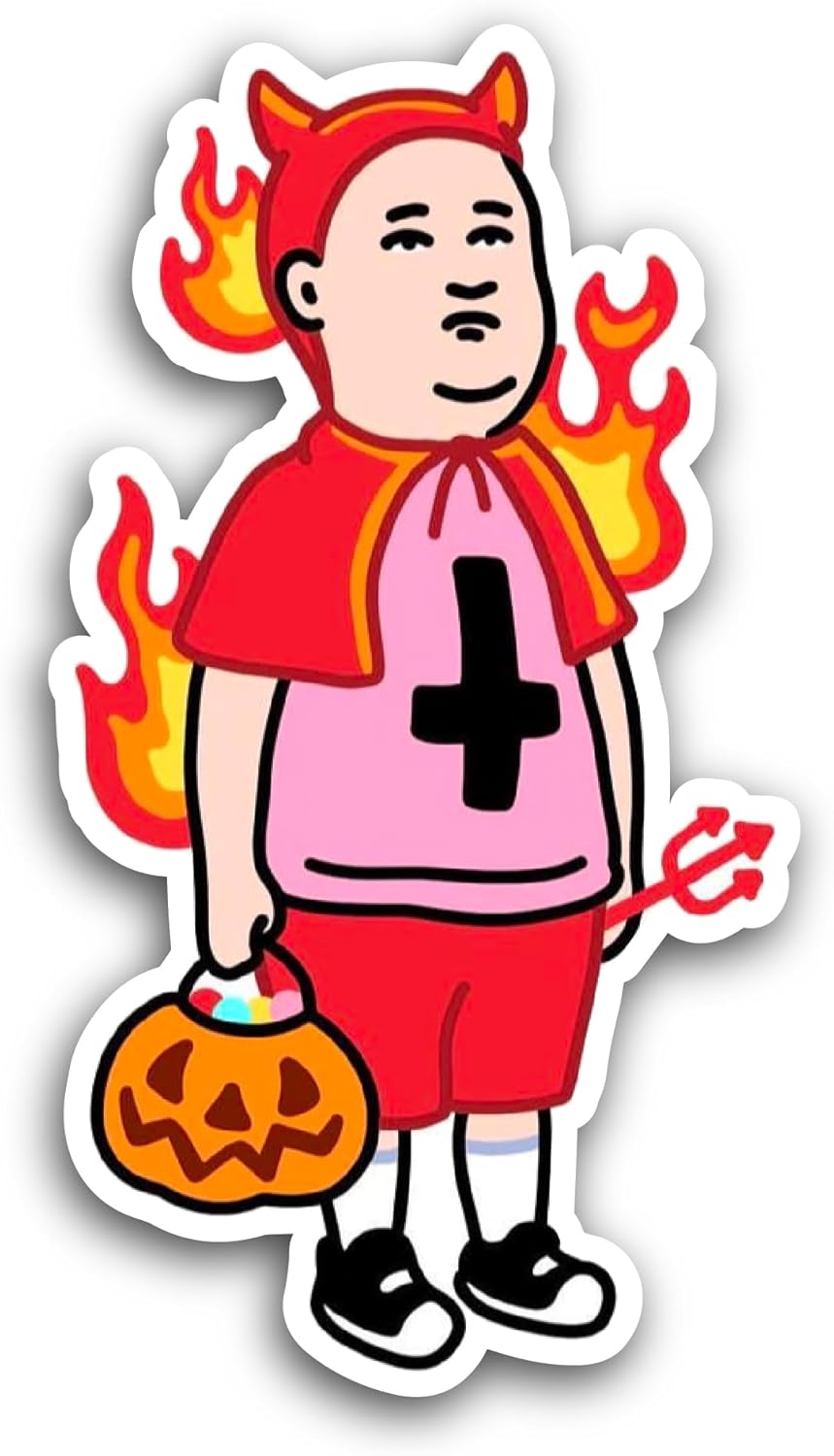 2 (Pieces) 3" and 5" Halloween Boy Sticker, Waterproof Vinyl Decals for Many Purpose Like Cars, Trucks, Laptops, Phones, Windows and More