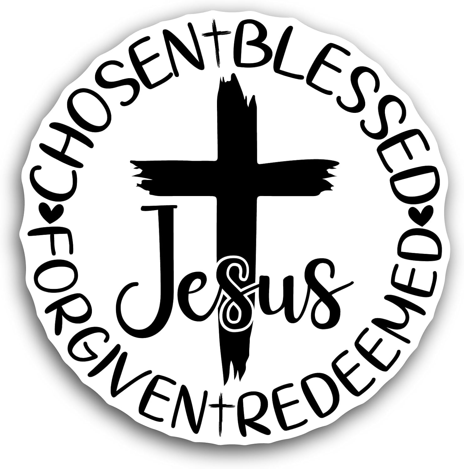 2 (Pieces) 3" and 5" Chosen Blessed Forgiven Sticker, Waterproof Vinyl Decals for Many Purpose Like Cars, Trucks, Laptops, Phones, Windows and More
