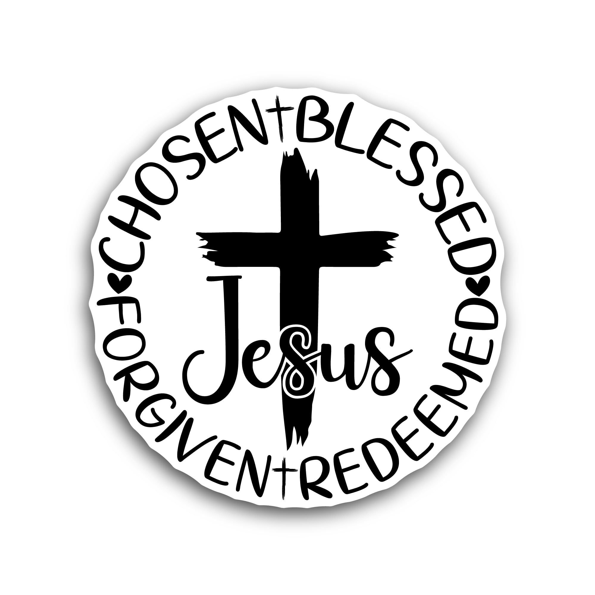 2 (Pieces) 3" and 5" Chosen Blessed Forgiven Sticker, Waterproof Vinyl Decals for Many Purpose Like 