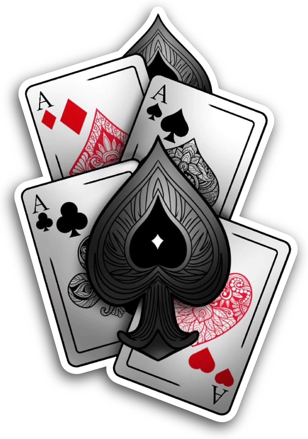 2 (Pieces) 3" and 5" Poker Cards Sticker, Waterproof Vinyl Decals for Many Purpose Like Cars, Trucks, Laptops, Phones, Windows and More