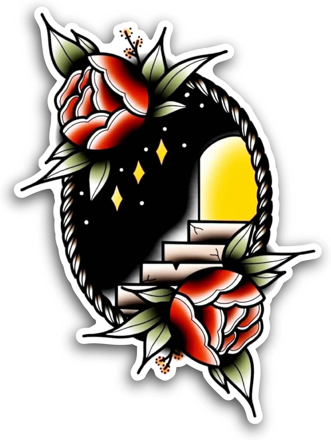 2 (Pieces) 3" and 5" Rose Floral Art Sticker, Waterproof Vinyl Decals for Many Purpose Like Cars, Trucks, Laptops, Phones, Windows and More