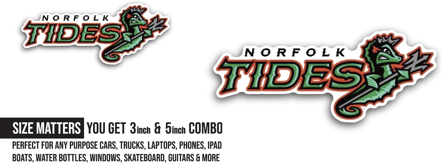 2 (Pieces) 3" and 5" N0rfolk Baseball Logo Decal Sticker, Waterproof Vinyl Decals for Many Purpose Like Cars, Trucks, Laptops, Phones, Windows and More