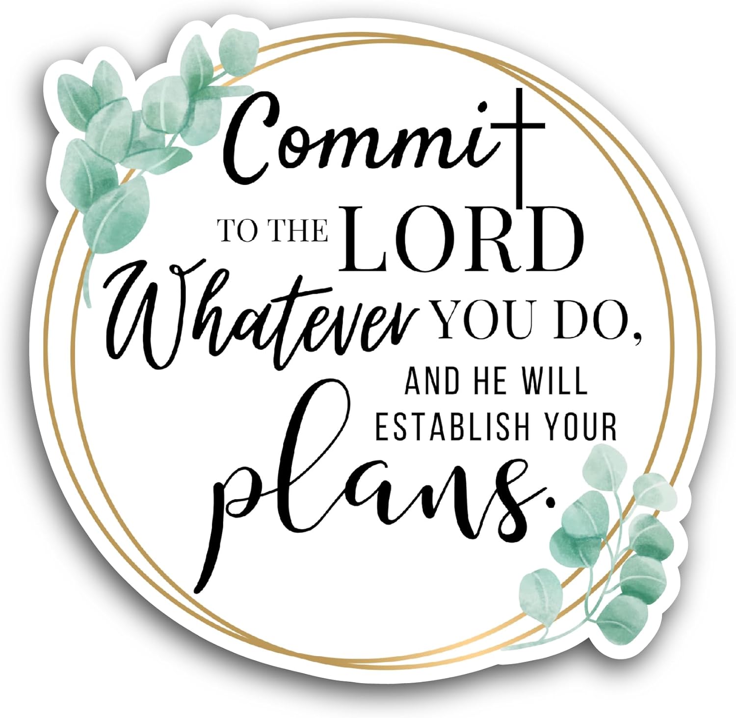 2 (Pieces) 3" and 5" Commit to The Lord Sticker, Waterproof Vinyl Decals for Many Purpose Like Cars, Trucks, Laptops, Phones, Windows and More