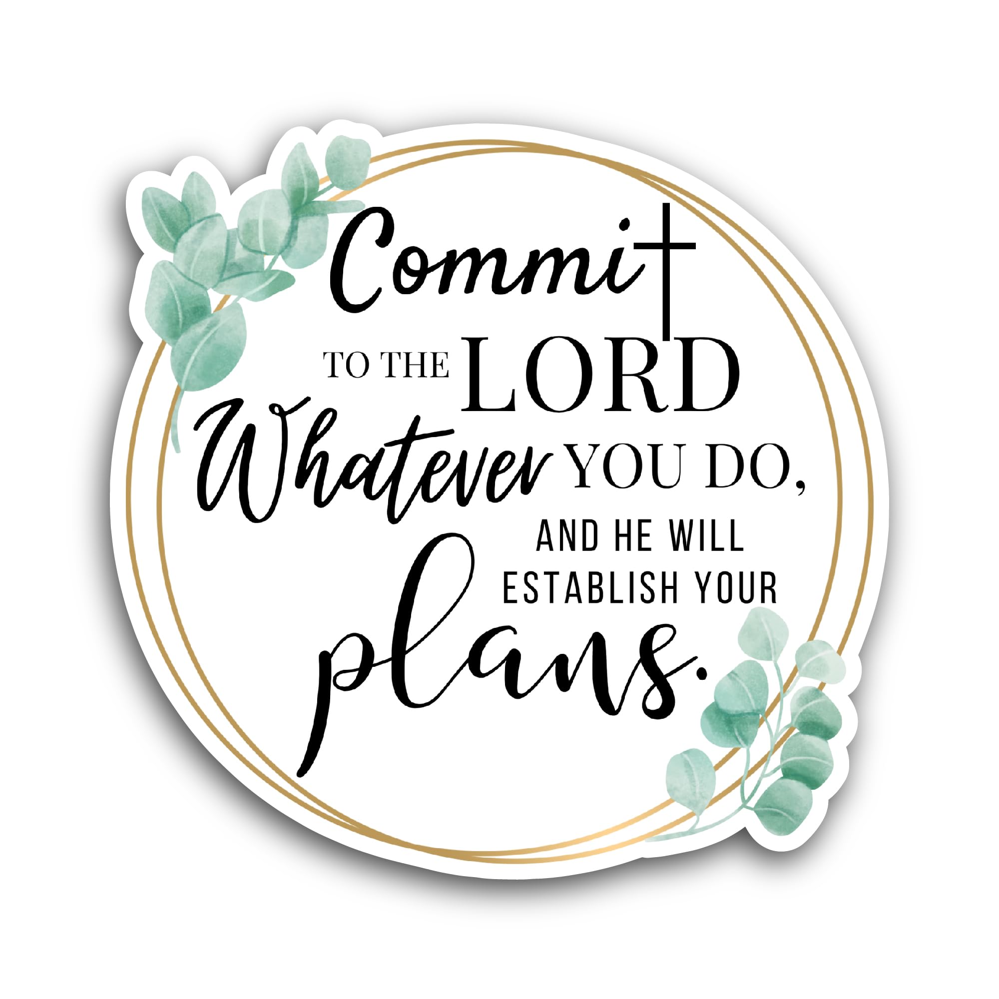 2 (Pieces) 3" and 5" Commit to The Lord Sticker, Waterproof Vinyl Decals for Many Purpose Like Cars,
