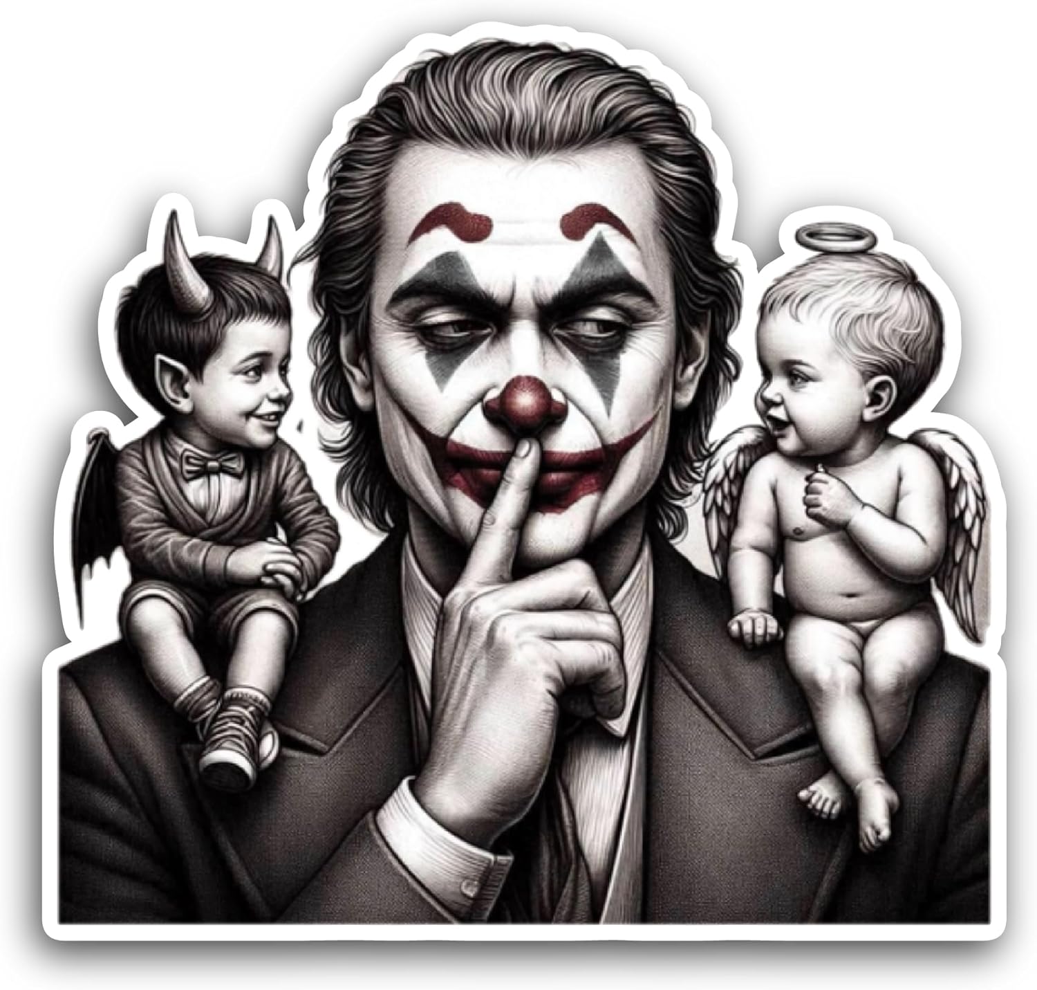 2 (Pieces) 3" and 5" Joker Portrait Sticker, Waterproof Vinyl Decals for Many Purpose Like Cars, Trucks, Laptops, Phones, Windows and More