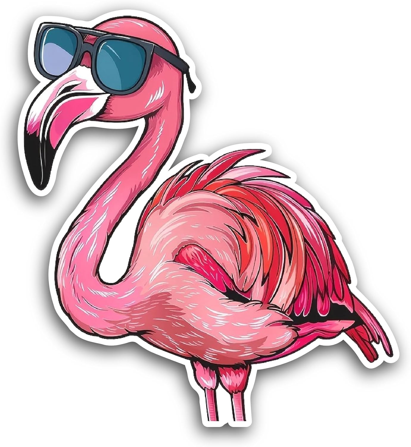 2 (Pieces) 3" and 5" Flamingo with Sunglasses Sticker, Waterproof Vinyl Decals for Many Purpose Like Cars, Trucks, Laptops, Phones, Windows and More