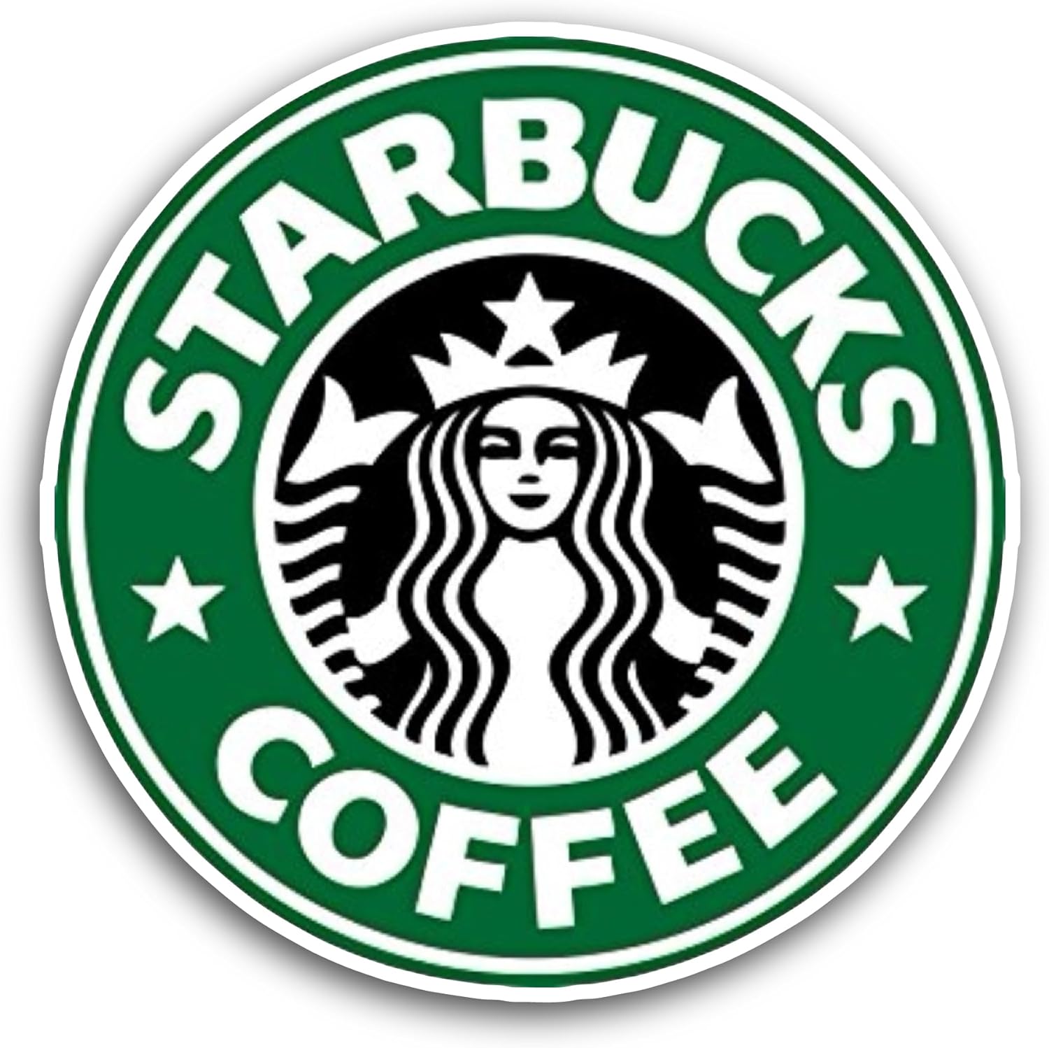 2 (Pieces) 3" and 5" St@rbucks C0ffee Sticker, Waterproof Vinyl Decals for Many Purpose Like Cars, Trucks, Laptops, Phones, Windows and More