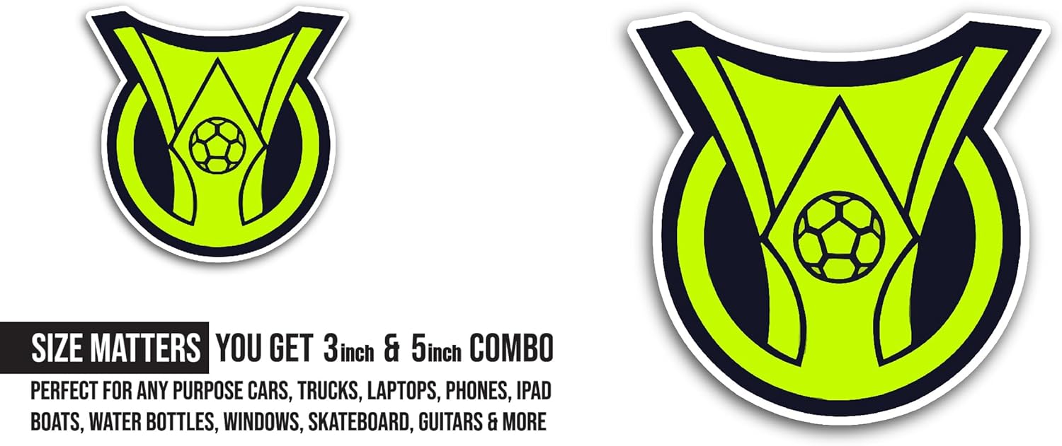 2 (Pieces) 3" and 5" Br@zilian Serie A F00tball League Sticker, Waterproof Vinyl Decals for Many Purpose Like Cars, Trucks, Laptops, Phones, Windows and More