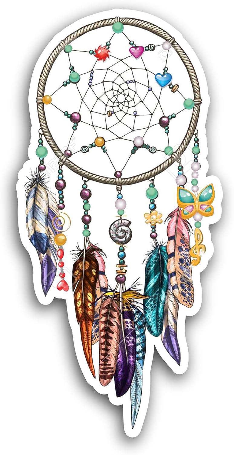 2 (Pieces) 3" and 5" Dream Catcher Vinyl Sticker, Waterproof Vinyl Decals for Many Purpose Like Cars, Trucks, Laptops, Phones, Windows and More