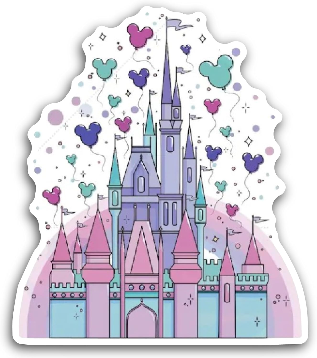 2 (Pieces) 3" and 5" Castle Drawing Sticker, Waterproof Vinyl Decals for Many Purpose Like Cars, Trucks, Laptops, Phones, Windows and More