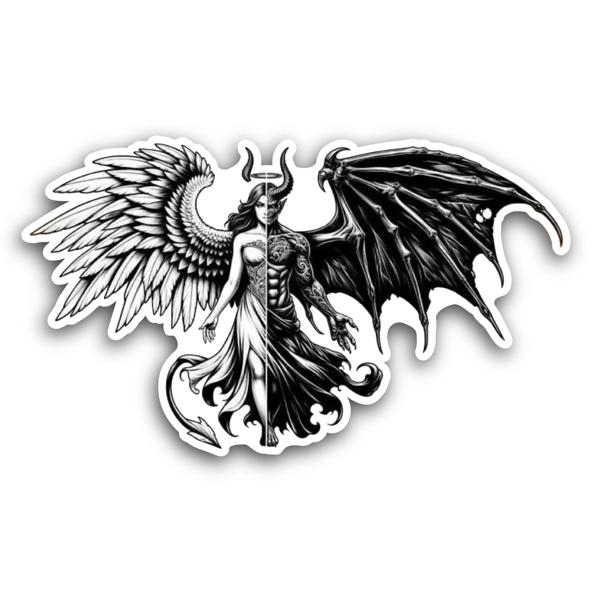 2 (Pieces) 3" and 5" Angel Demon Sticker, Waterproof Vinyl Decals for Many Purpose Like Cars, Trucks