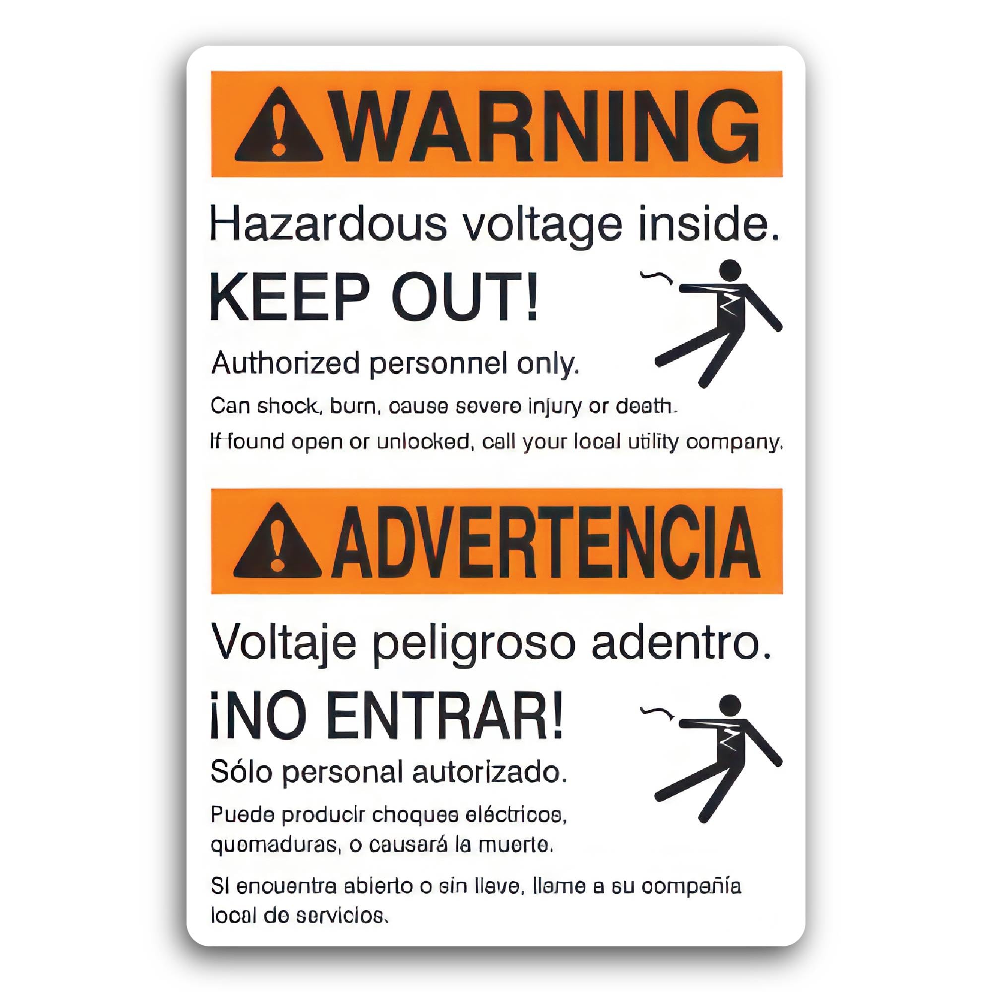 2 (Pieces) 3" and 5" Warning Sign - Hazardous Voltage Sticker, Waterproof Vinyl Decals for Many Purp