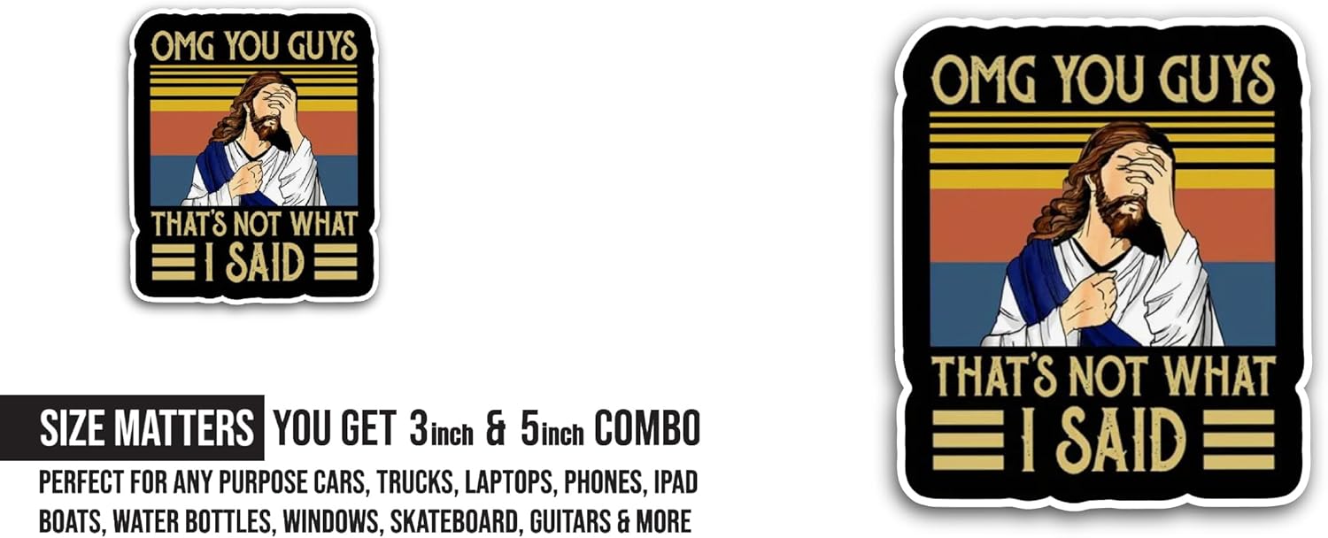 2 (Pieces) 3" and 5" OMG You Guys Text Sticker, Waterproof Vinyl Decals for Many Purpose Like Cars, Trucks, Laptops, Phones, Windows and More