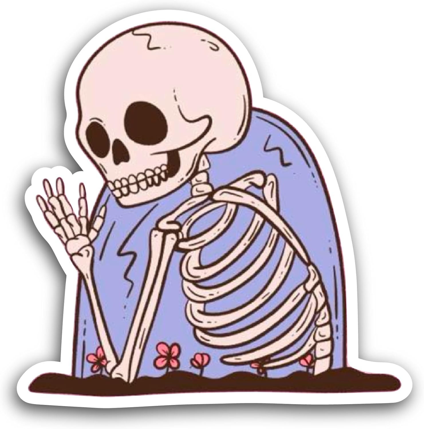 2 (Pieces) 3" and 5" Halloween Cute Skeleton Sticker, Waterproof Vinyl Decals for Many Purpose Like Cars, Trucks, Laptops, Phones, Windows and More