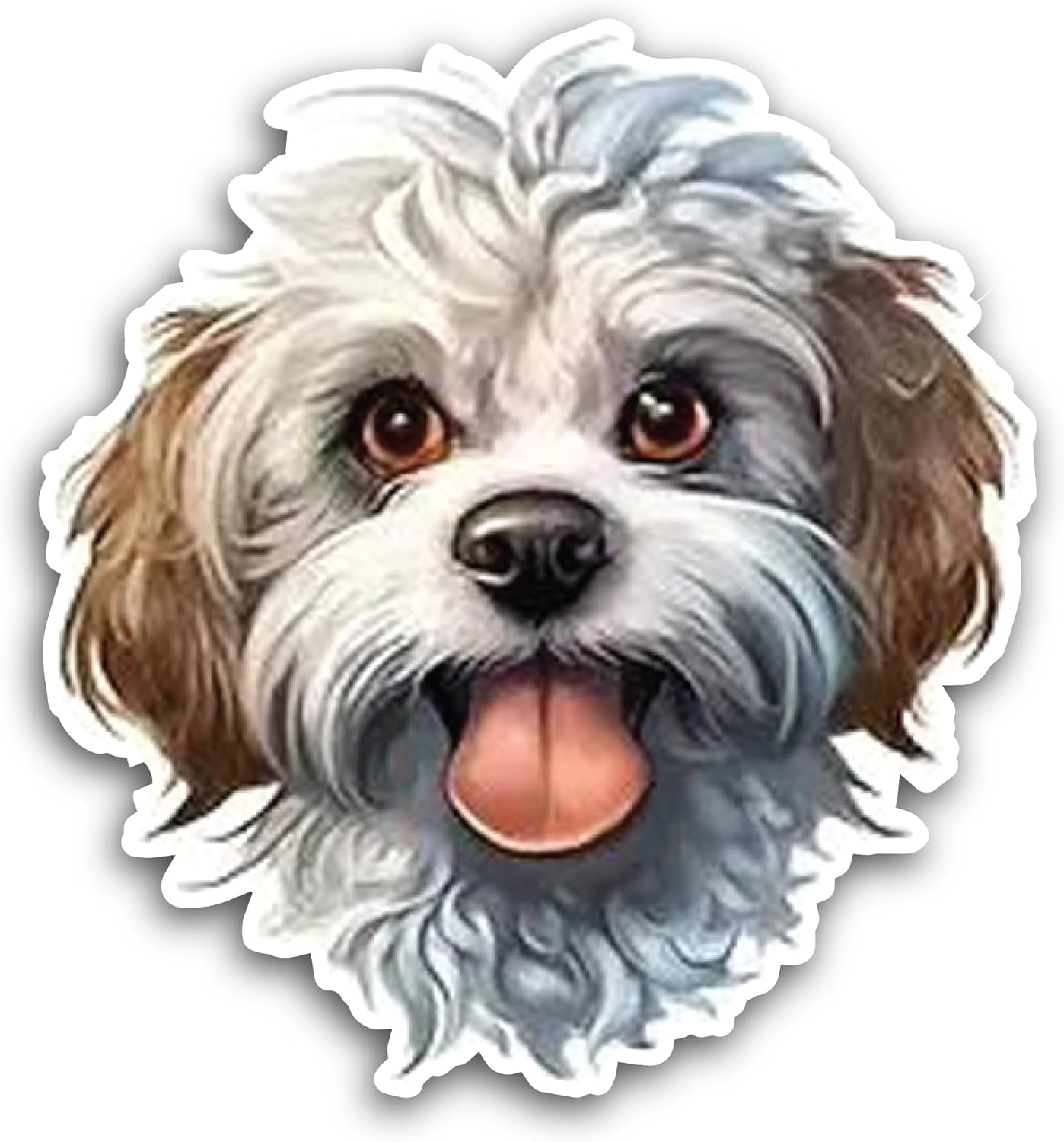 2 (Pieces) 3" and 5" Smiley Face with Dog with Tongue Open, Waterproof Vinyl Decals for Many Purpose Like Cars, Trucks, Laptops, Phones, Windows and More