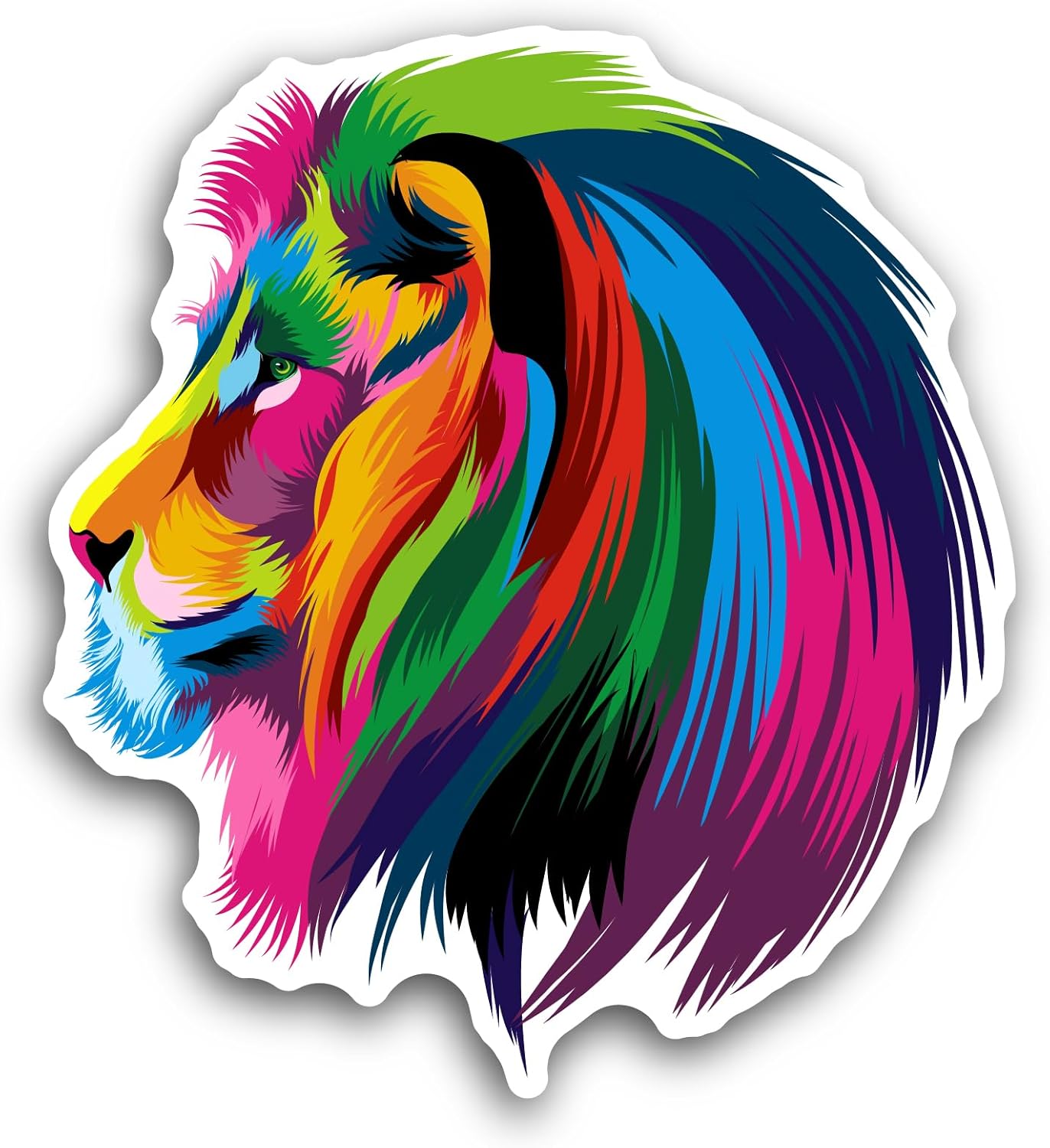 2 (Pieces) 3" and 5" Colorful Lion Head Sticker, Waterproof Vinyl Decals for Many Purpose Like Cars, Trucks, Laptops, Phones, Windows and More