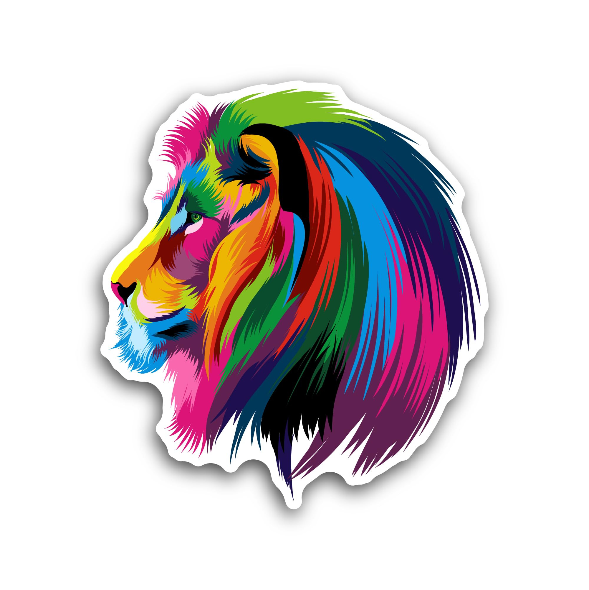 2 (Pieces) 3" and 5" Colorful Lion Head Sticker, Waterproof Vinyl Decals for Many Purpose Like Cars,