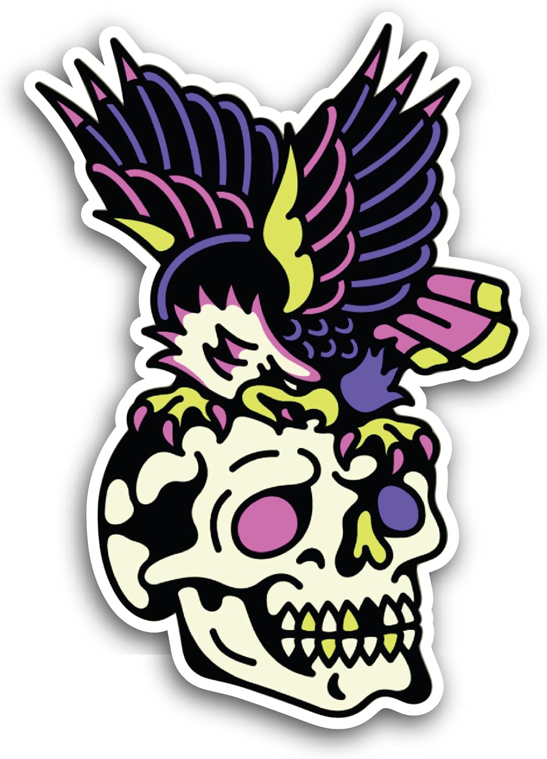 2 (Pieces) 3" and 5" Skull with Wings Sticker, Waterproof Vinyl Decals for Many Purpose Like Cars, Trucks, Laptops, Phones, Windows and More