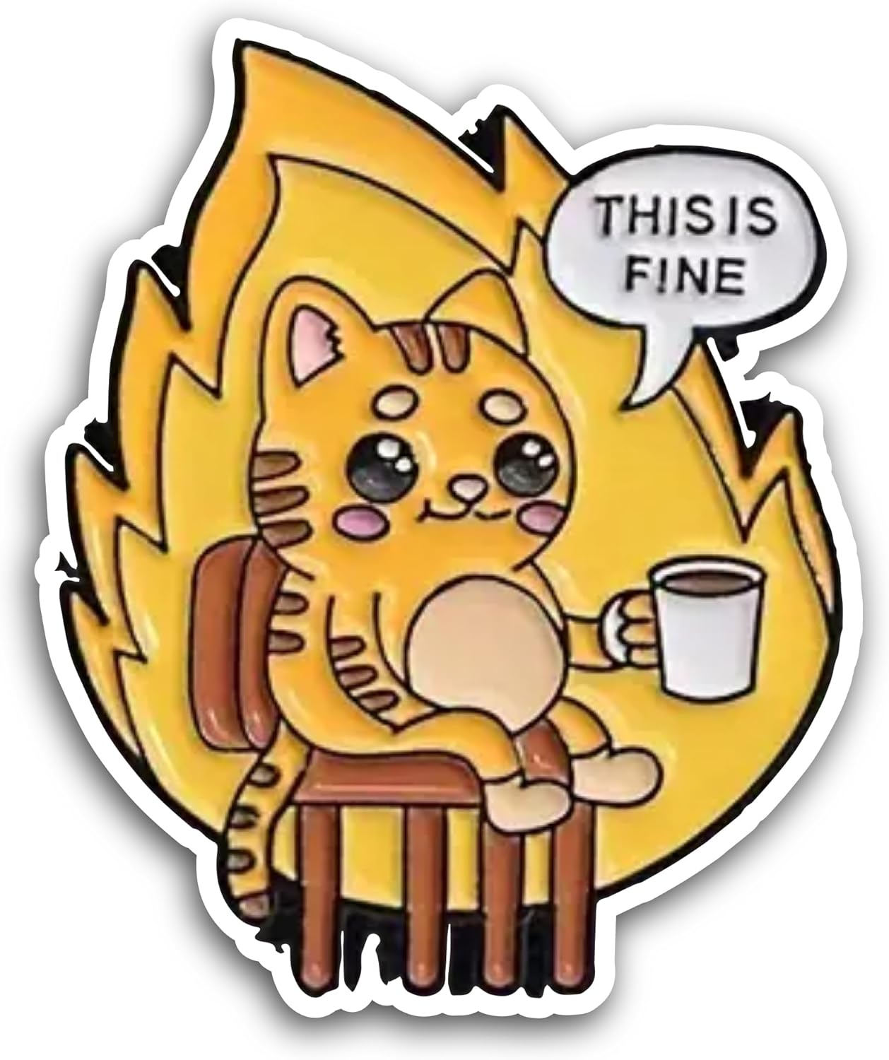 2 (Pieces) 3" and 5" This is fine Sticker, Waterproof Vinyl Decals for Many Purpose Like Cars, Trucks, Laptops, Phones, Windows and More