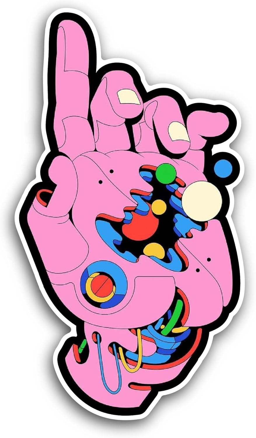 2 (Pieces) 3" and 5" Pink Hand Sticker, Waterproof Vinyl Decals for Many Purpose Like Cars, Trucks, Laptops, Phones, Windows and More
