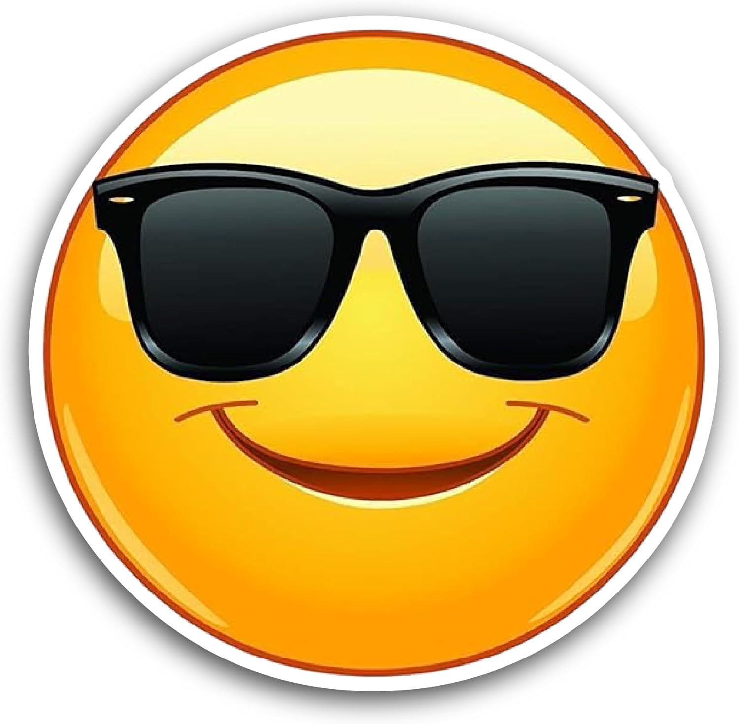 2 (Pieces) 3" and 5" Smiley Face with Sunglass Sticker, Waterproof Vinyl Decals for Many Purpose Like Cars, Trucks, Laptops, Phones, Windows and More