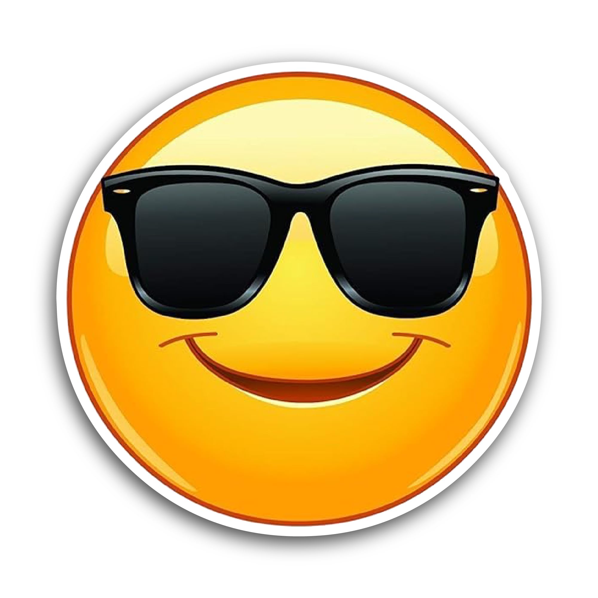 2 (Pieces) 3" and 5" Smiley Face with Sunglass Sticker, Waterproof Vinyl Decals for Many Purpose Lik