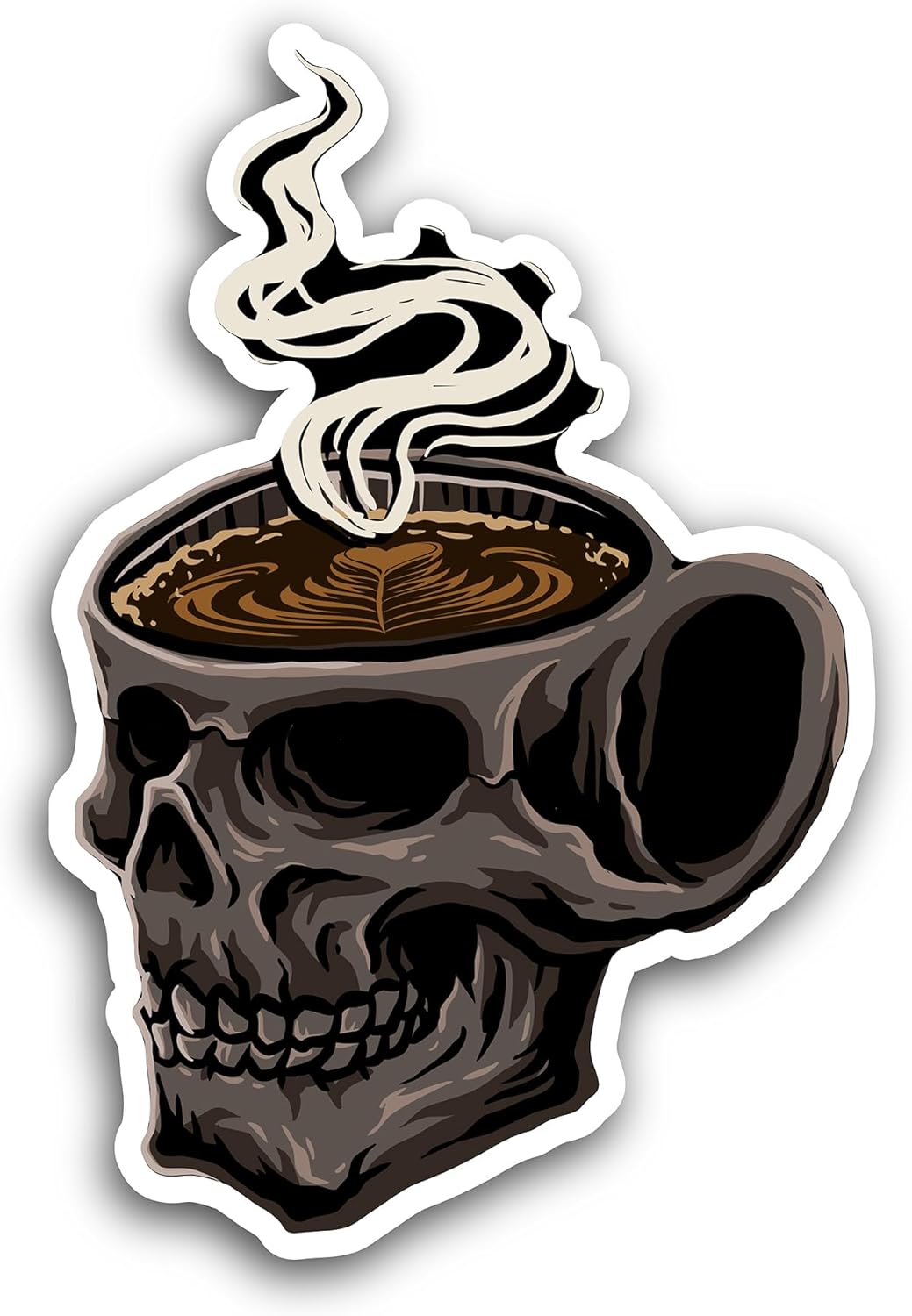 2 (Pieces) 3" and 5" Skull Coffee Late Sticker, Waterproof Vinyl Decals for Many Purpose Like Cars, Trucks, Laptops, Phones, Windows and More