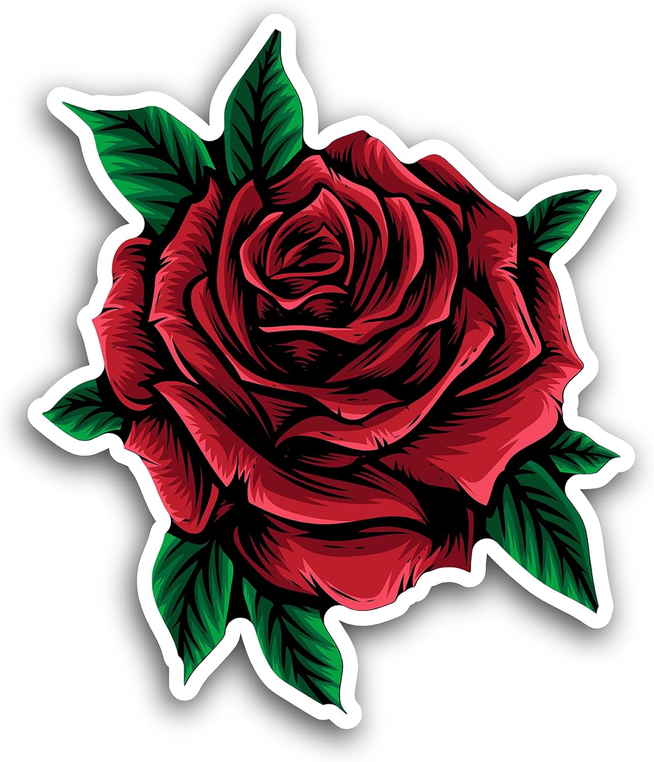 2 (Pieces) 3" and 5" Red Rose Flower Sticker, Waterproof Vinyl Decals for Many Purpose Like Cars, Trucks, Laptops, Phones, Windows and More
