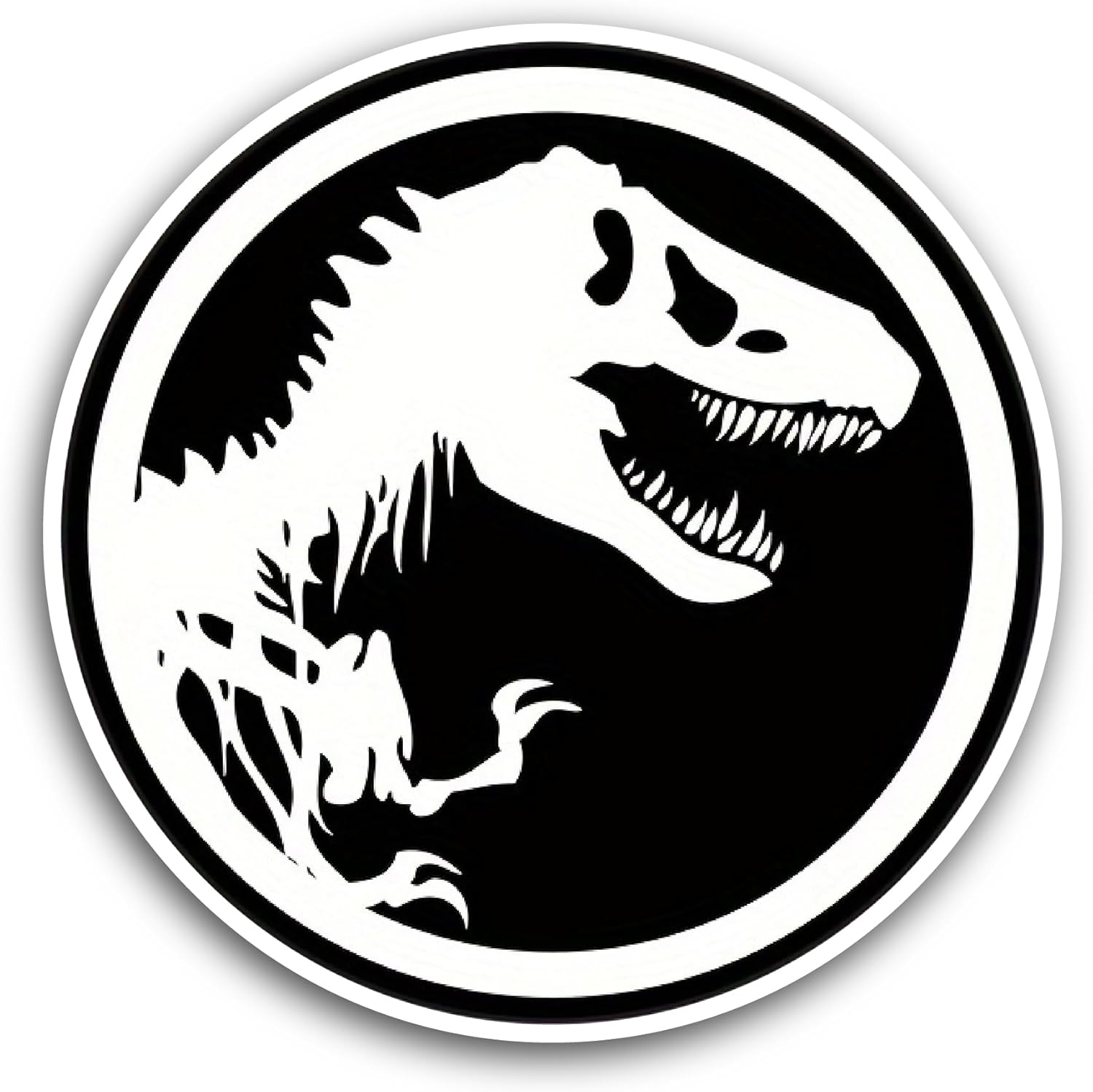 2 (Pieces) 3" and 5" White Dinosaur Head Sticker, Waterproof Vinyl Decals for Many Purpose Like Cars, Trucks, Laptops, Phones, Windows and More