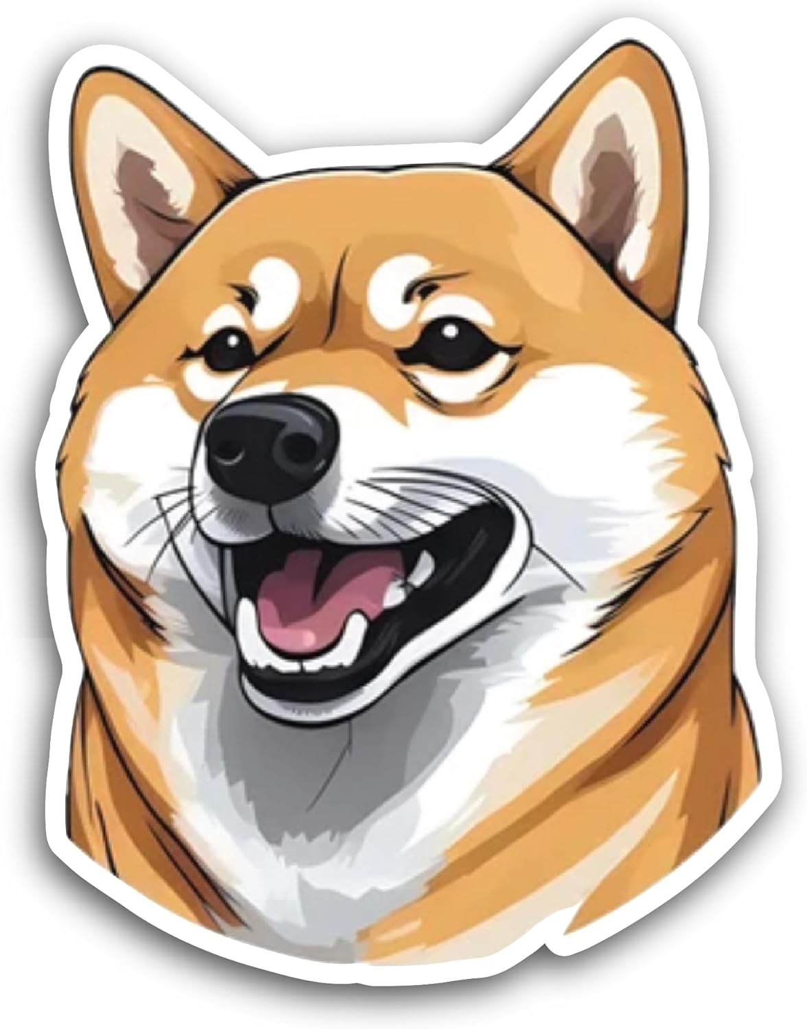 2 (Pieces) 3" and 5" Smiling Dog Sticker, Waterproof Vinyl Decals for Many Purpose Like Cars, Trucks, Laptops, Phones, Windows and More