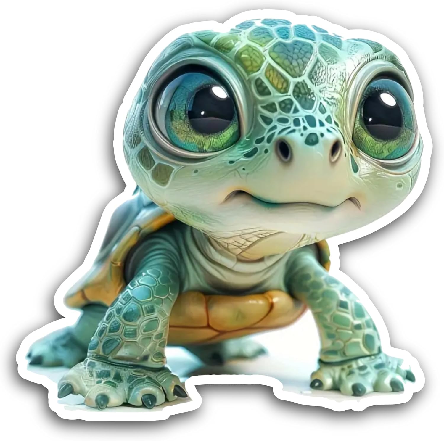 2 (Pieces) 3" and 5" Turtle Cartoon Sticker, Waterproof Vinyl Decals for Many Purpose Like Cars, Trucks, Laptops, Phones, Windows and More