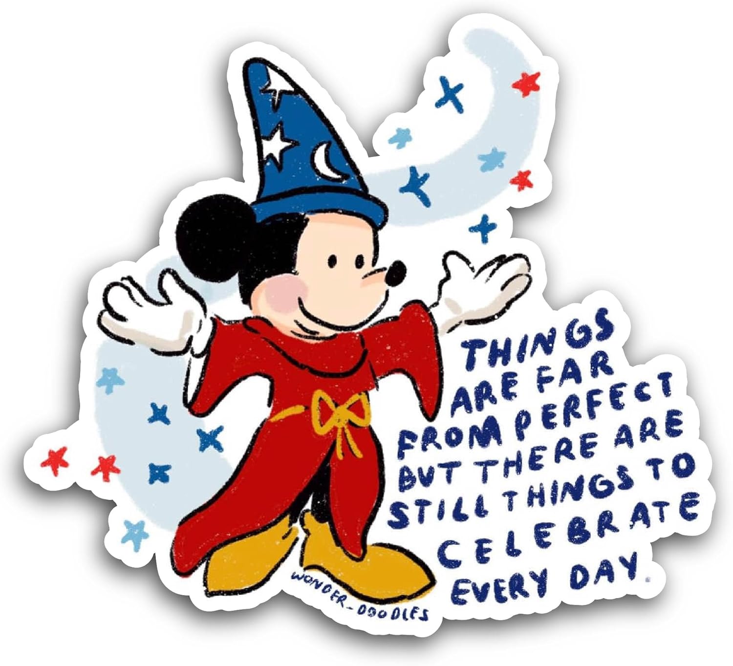 2 (Pieces) 3" and 5" Things are Far Sticker, Waterproof Vinyl Decals for Many Purpose Like Cars, Trucks, Laptops, Phones, Windows and More