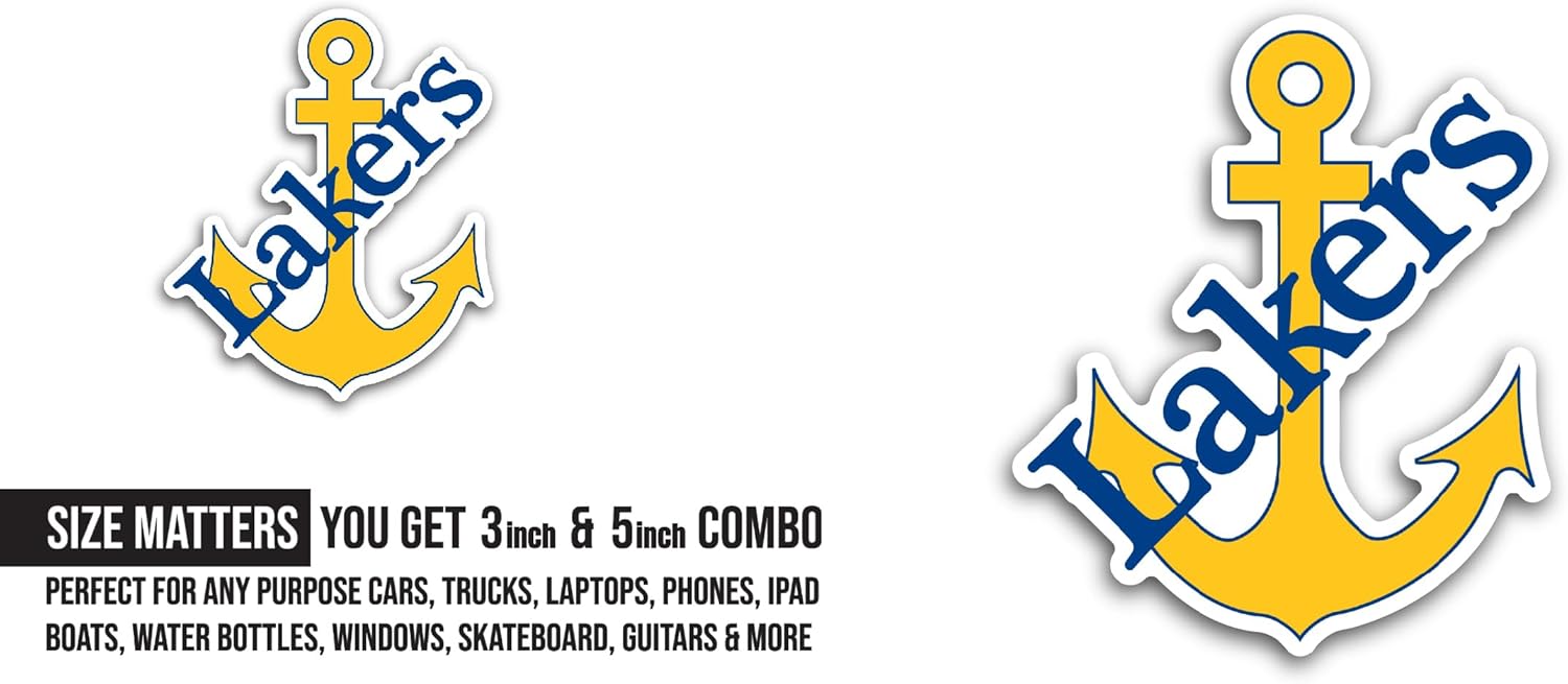 2 (Pieces) 3" and 5" L@ke Superi0r State Lakers Sticker, Waterproof Vinyl Decals for Many Purpose Like Cars, Trucks, Laptops, Phones, Windows and More