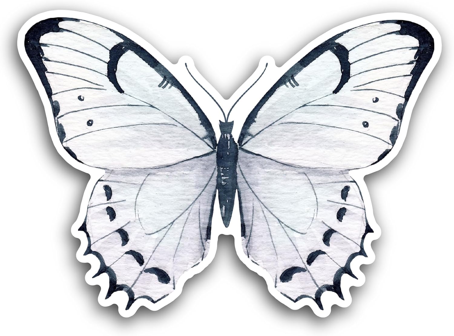 2 (Pieces) 3" and 5" Black and White Butterfly Sticker, Waterproof Vinyl Decals for Many Purpose Like Cars, Trucks, Laptops, Phones, Windows and More