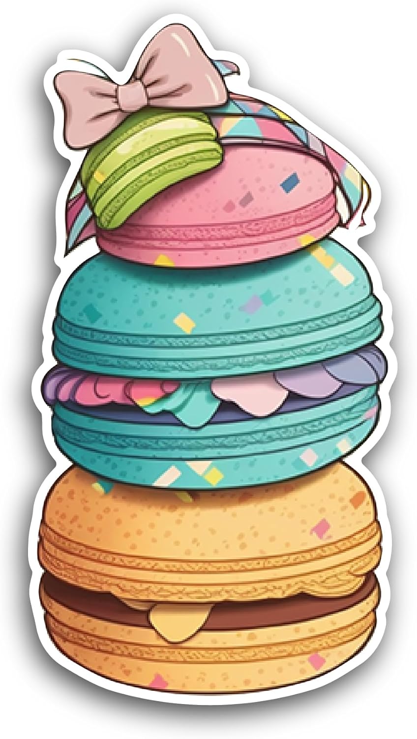2 (Pieces) 3" and 5" Colorful Macarons Sticker, Waterproof Vinyl Decals for Many Purpose Like Cars, Trucks, Laptops, Phones, Windows and More