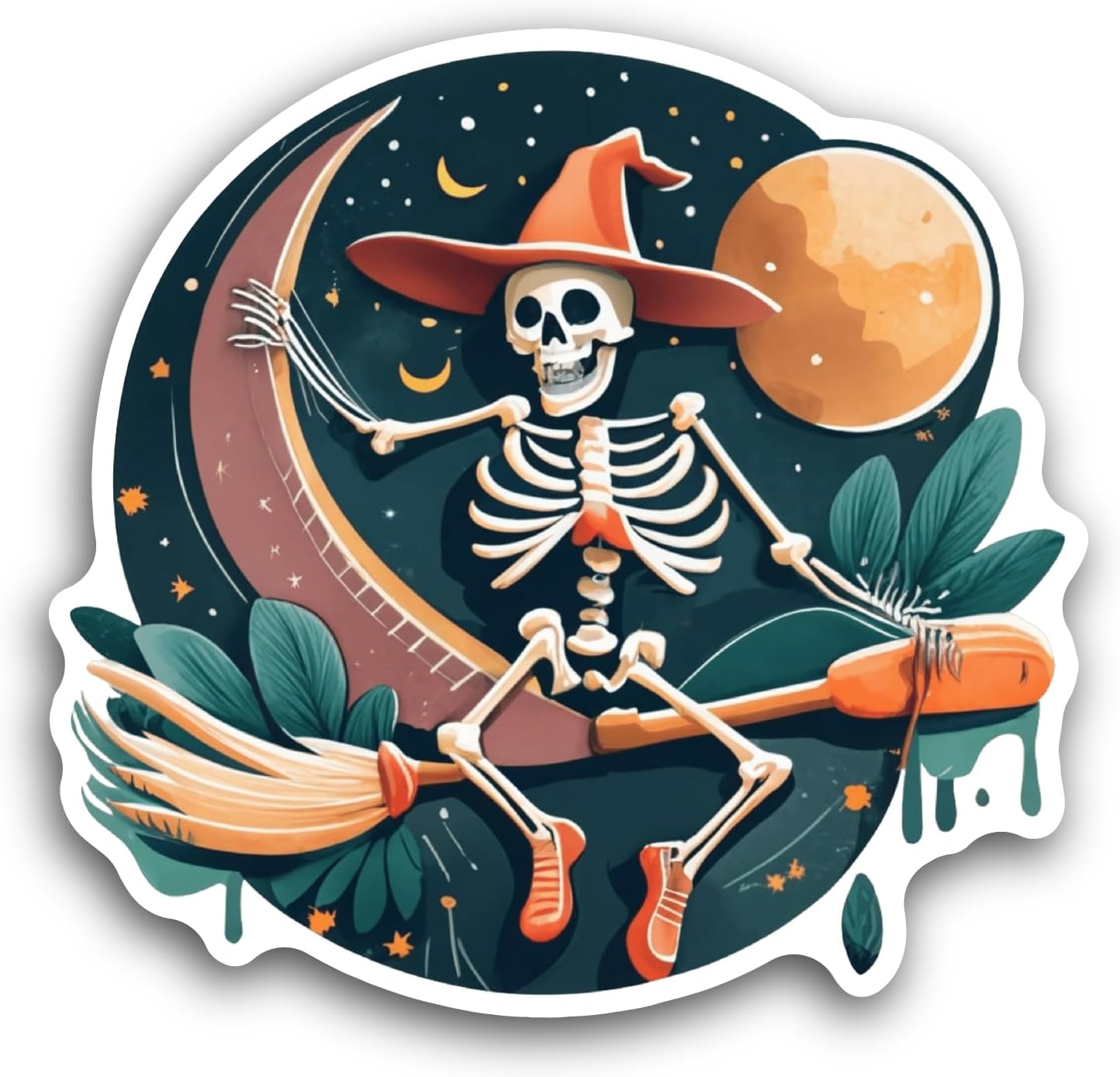 2 (Pieces) 3" and 5" Scary Skeleton Sticker, Waterproof Vinyl Decals for Many Purpose Like Cars, Trucks, Laptops, Phones, Windows and More