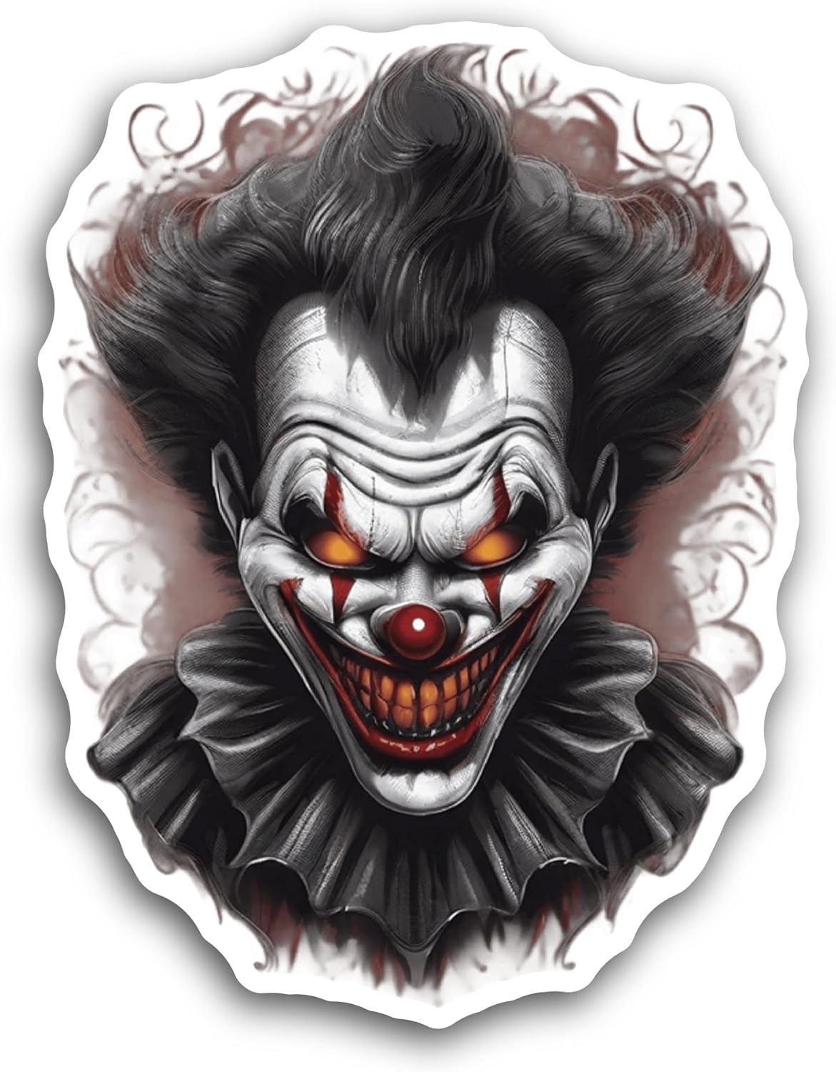 2 (Pieces) 3" and 5" Halloween Clown Sticker, Waterproof Vinyl Decals for Many Purpose Like Cars, Trucks, Laptops, Phones, Windows and More