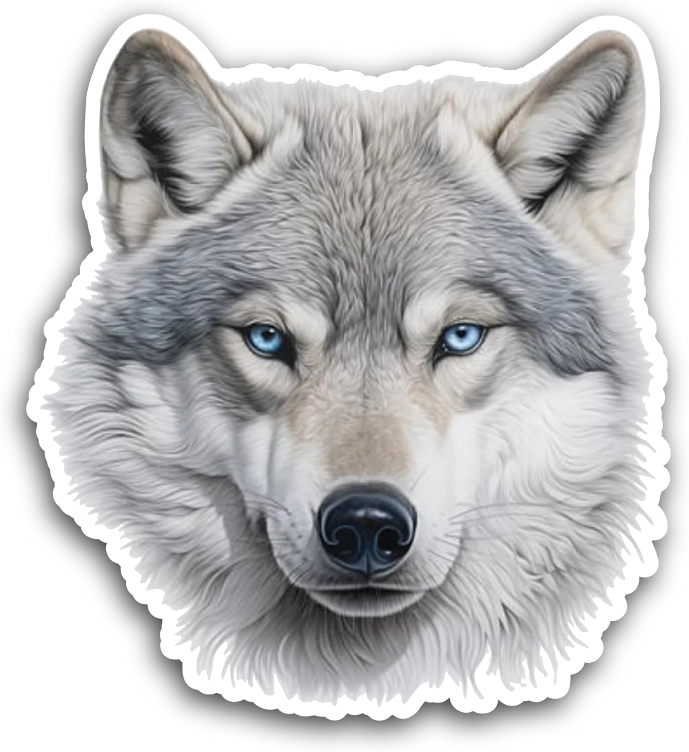 2 (Pieces) 3" and 5" White Wolf Sticker, Waterproof Vinyl Decals for Many Purpose Like Cars, Trucks, Laptops, Phones, Windows and More