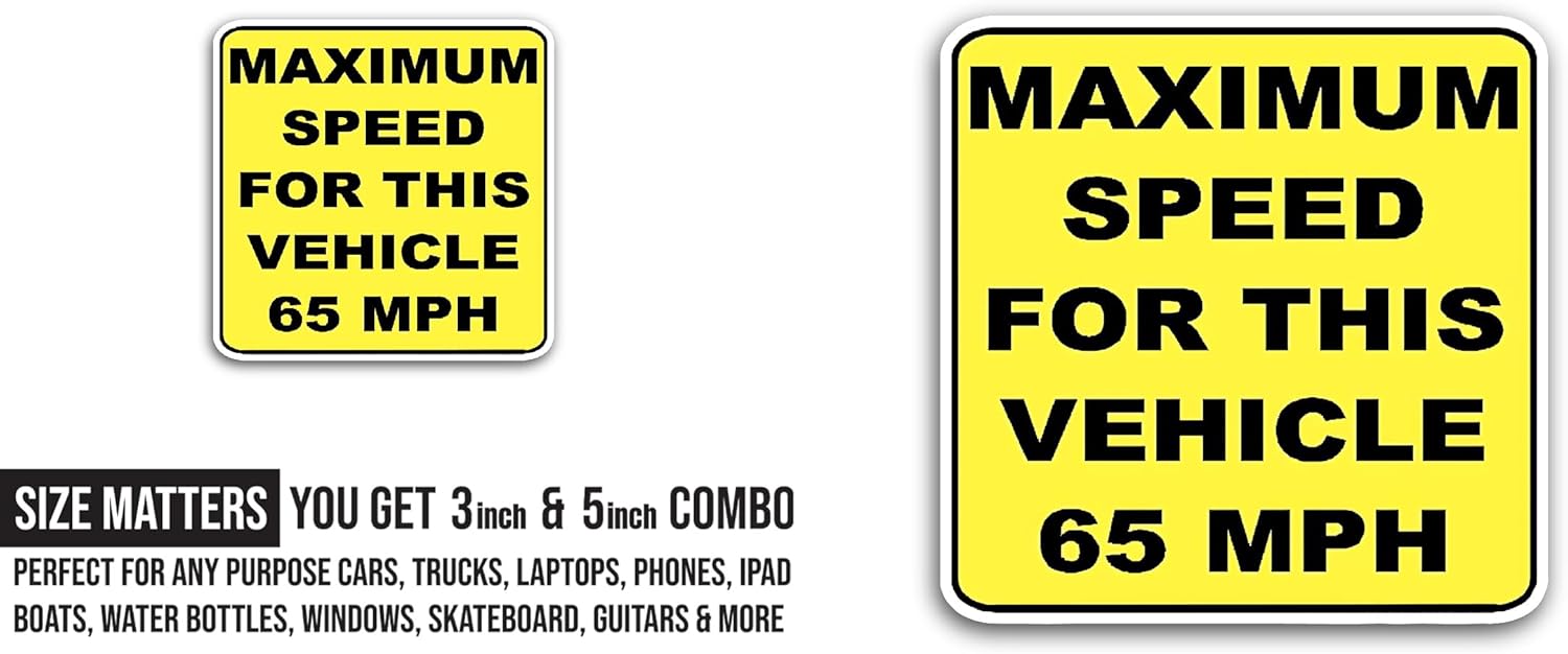 2 (Pieces) 3" and 5" Maximum Speed Sticker, Waterproof Vinyl Decals for Many Purpose Like Cars, Trucks, Laptops, Phones, Windows and More