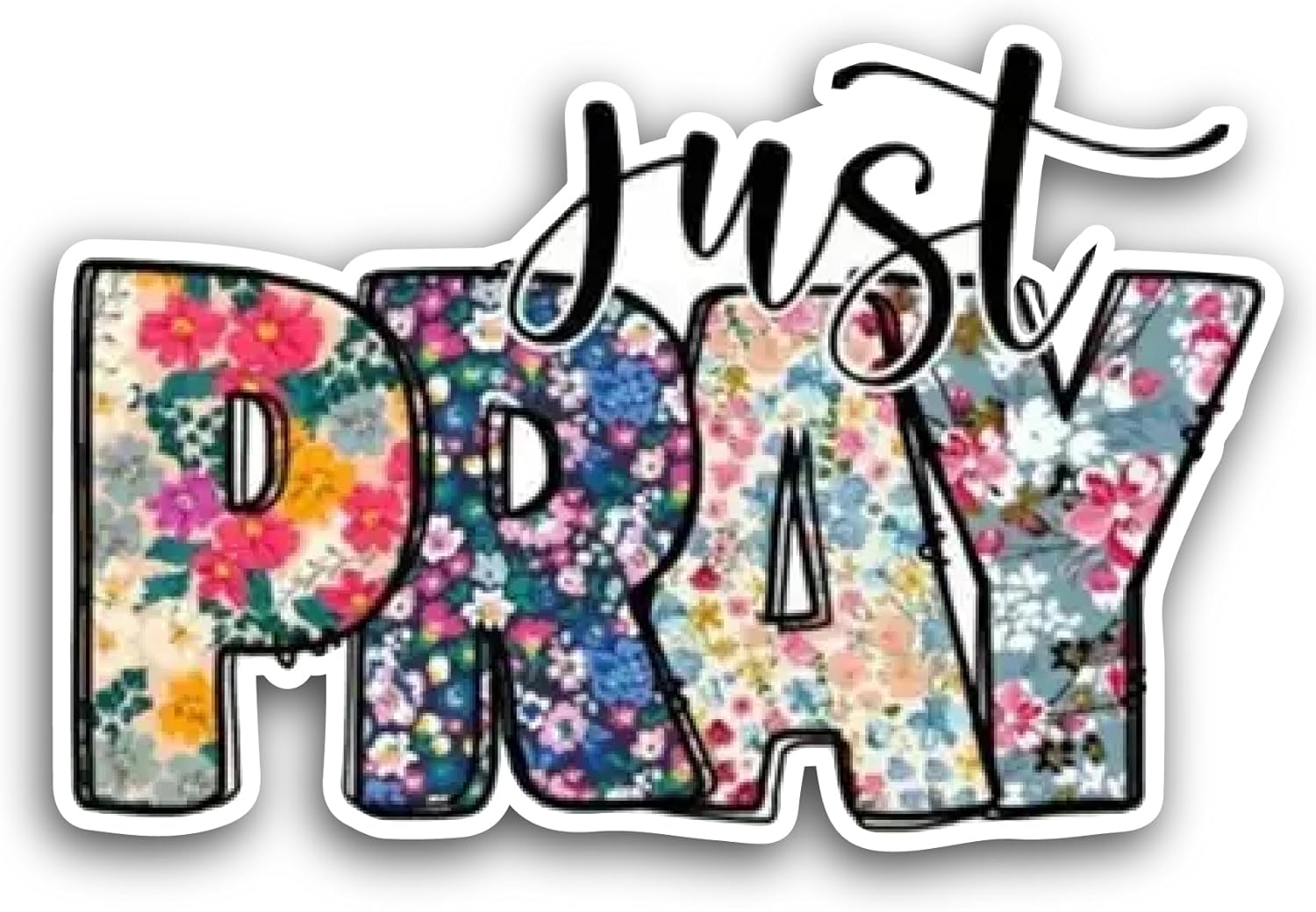 2 (Pieces) 3" and 5" Just Pray Sticker, Waterproof Vinyl Decals for Many Purpose Like Cars, Trucks, Laptops, Phones, Windows and More
