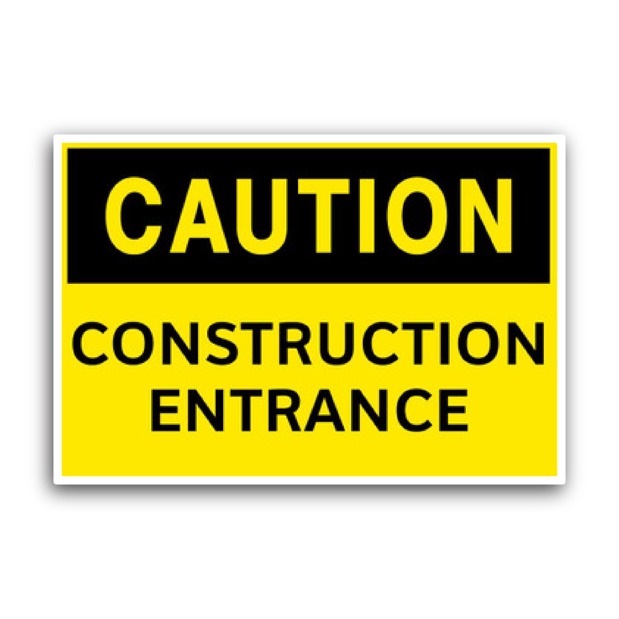 2 (Pieces) 3" and 5" Construction Entrance Sign Sticker, Waterproof Vinyl Decals for Many Purpose Li