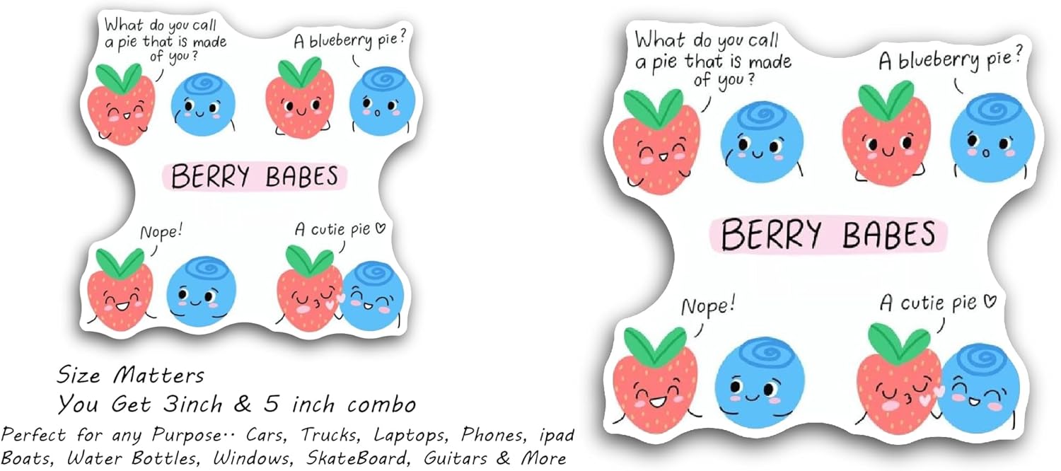 2 (Pieces) 3" and 5" Berry Babes Text Sticker, Waterproof Vinyl Decals for Many Purpose Like Cars, Trucks, Laptops, Phones, Windows and More