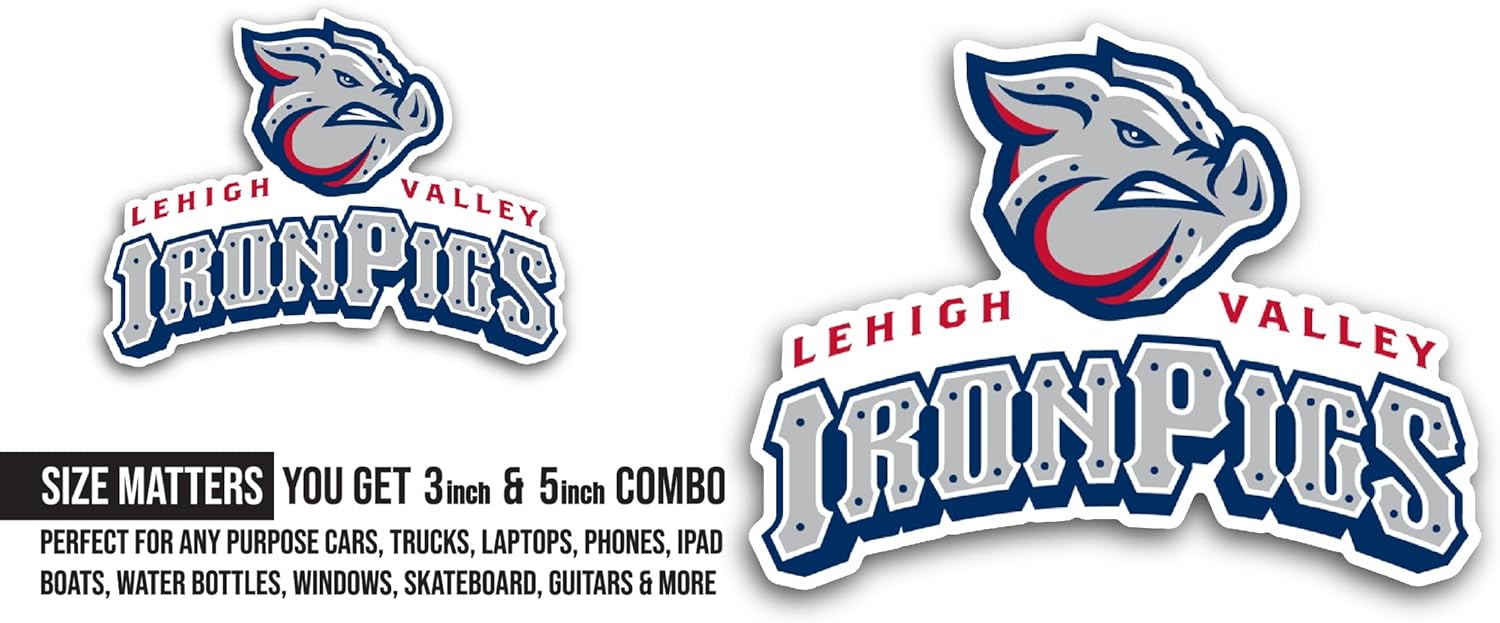 2 (Pieces) 3" and 5" Lehigh Valley Ir0nPigs Sticker, Waterproof Vinyl Decals for Many Purpose Like Cars, Trucks, Laptops, Phones, Windows and More