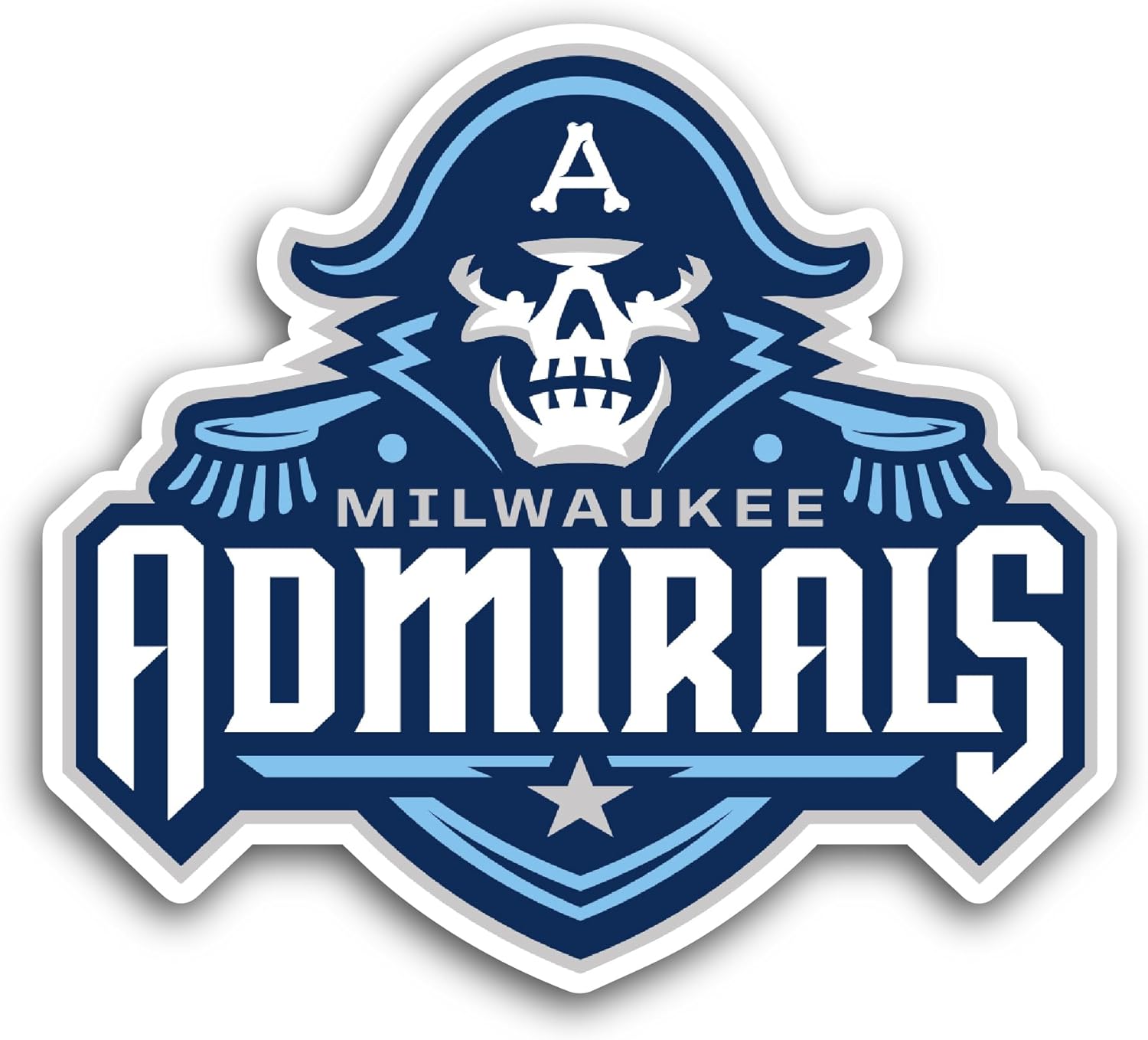 2 (Pieces) 3" and 5" Milwaukee Adm1rals Sticker, Waterproof Vinyl Decals for Many Purpose Like Cars, Trucks, Laptops, Phones, Windows and More