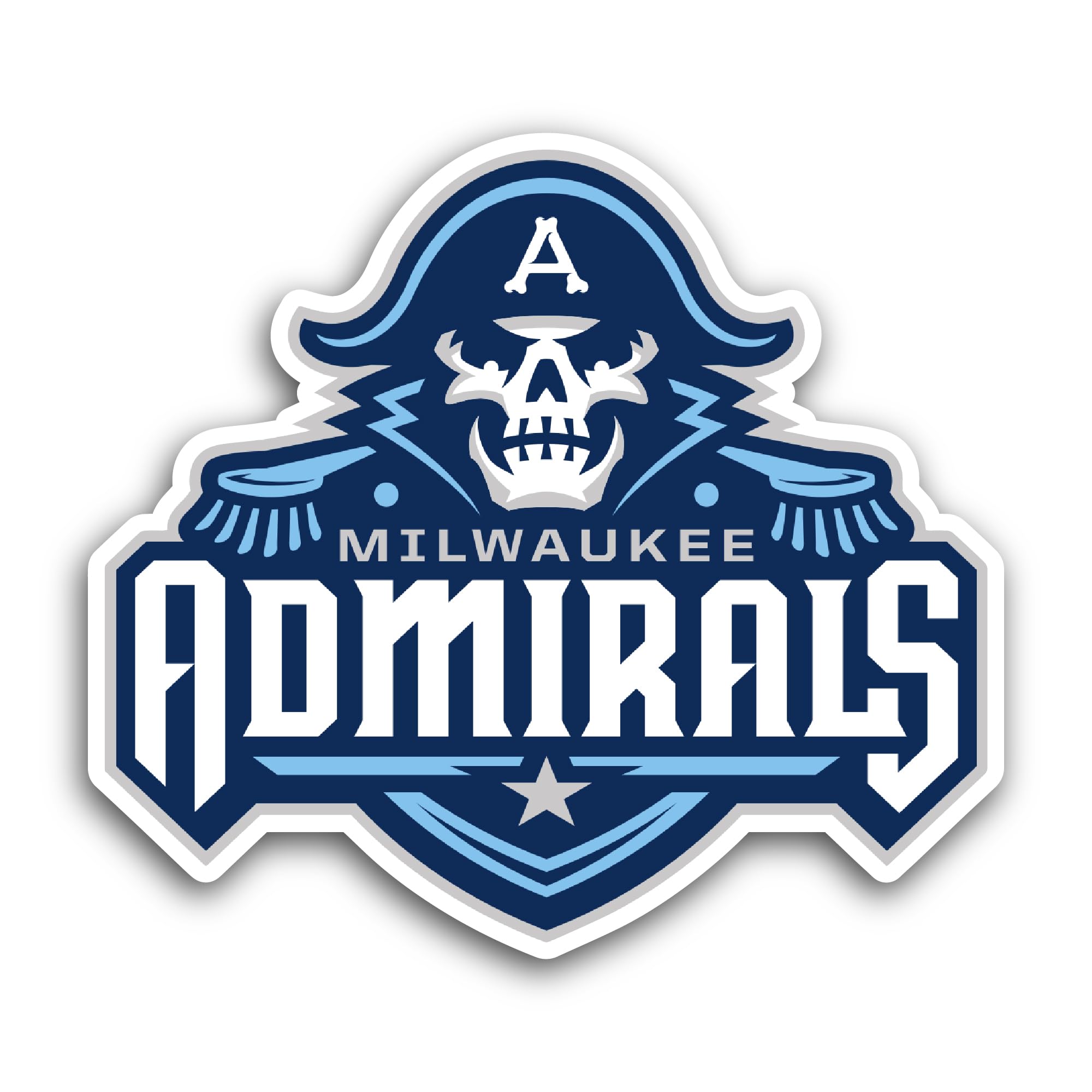 2 (Pieces) 3" and 5" Milwaukee Adm1rals Sticker, Waterproof Vinyl Decals for Many Purpose Like Cars,