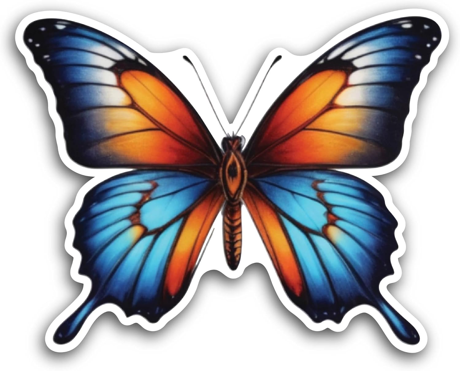 2 (Pieces) 3" and 5" Close Up of A Butterfly Sticker, Waterproof Vinyl Decals for Many Purpose Like Cars, Trucks, Laptops, Phones, Windows and More